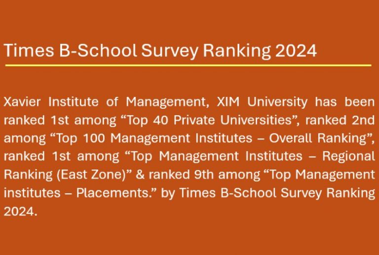 Times B School Survey Ranking 2024 | Xavier Institute of Management