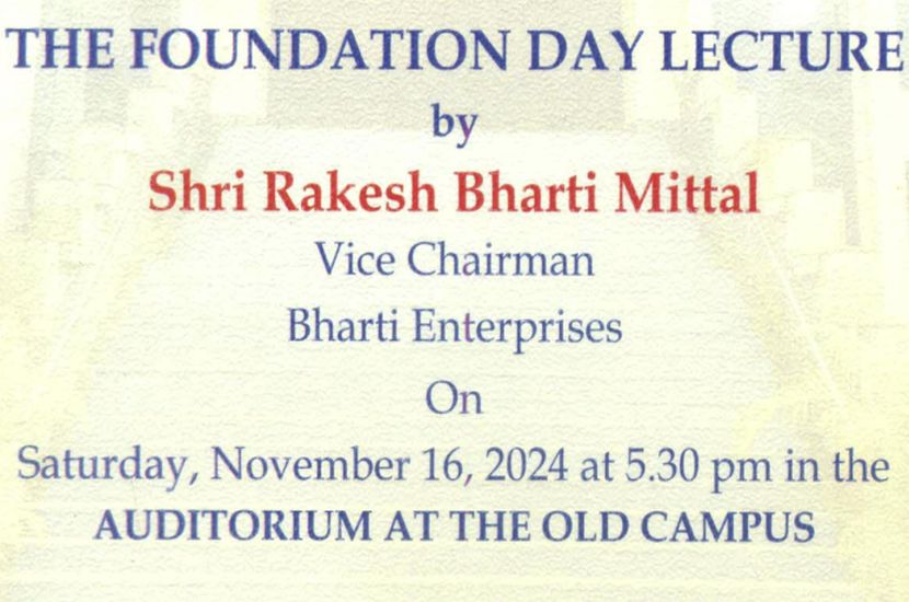 The Foundation Day Lecture : 16th Nov ’24